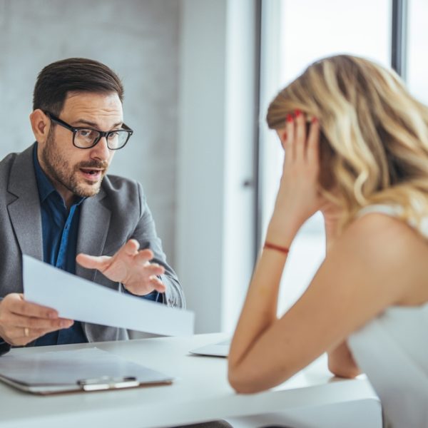 Angry,Businesswoman,Dissatisfied,By,Contract,Conditions,,Arguing,With,Business,Partner,